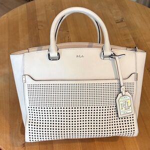 Ralph Lauren white leather tote bag, Medium, NWT